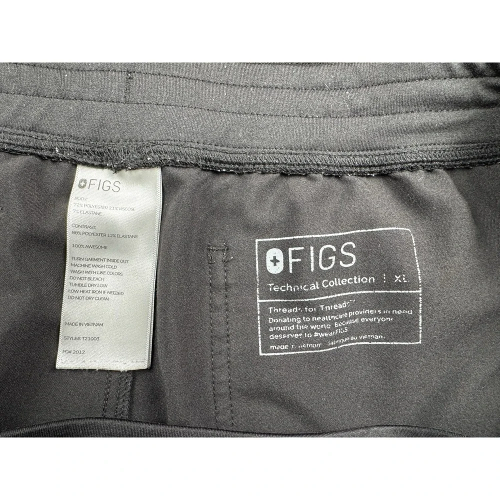 FIGS Men's Scrub Pants XL Black Technical Collection Drawstring Straight Leg